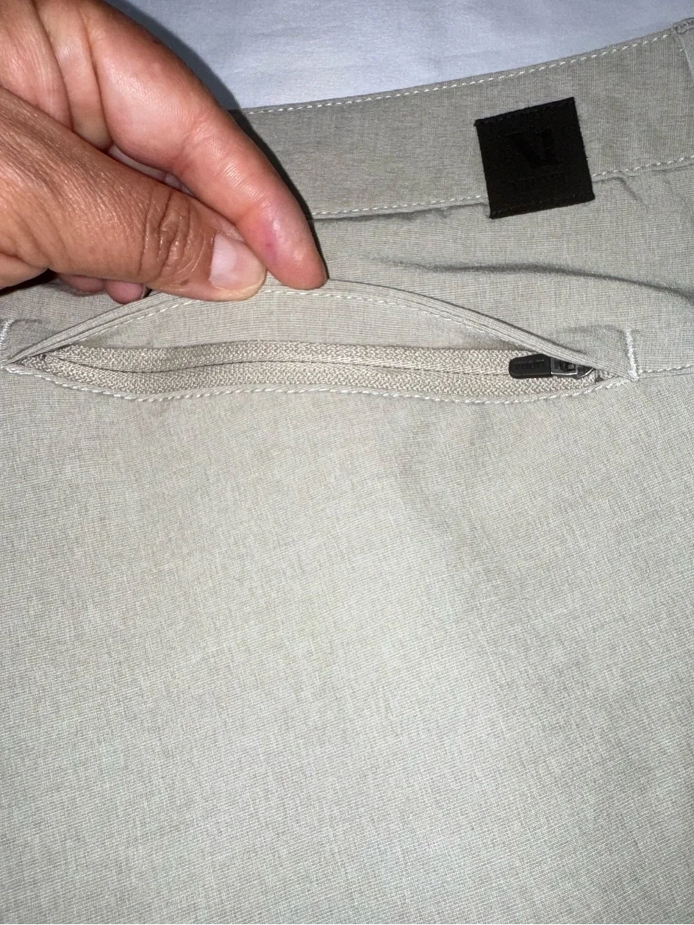 Vuori Aim Short Men’s size 34 with 8” inseam Khaki Performance Stretch